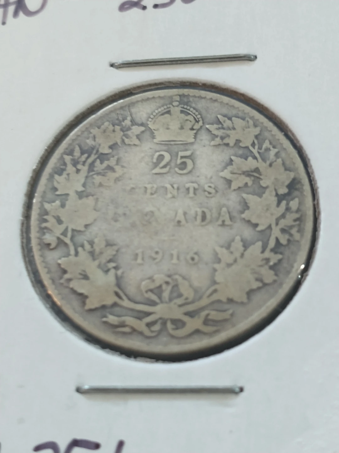 1916 Canada George V silver quarter - photo 2