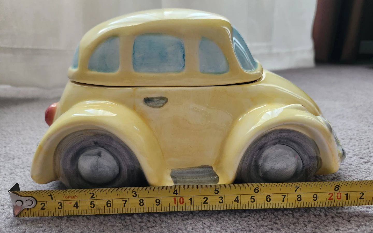 Yellow Car Shaped Ceramic Cookie Jar