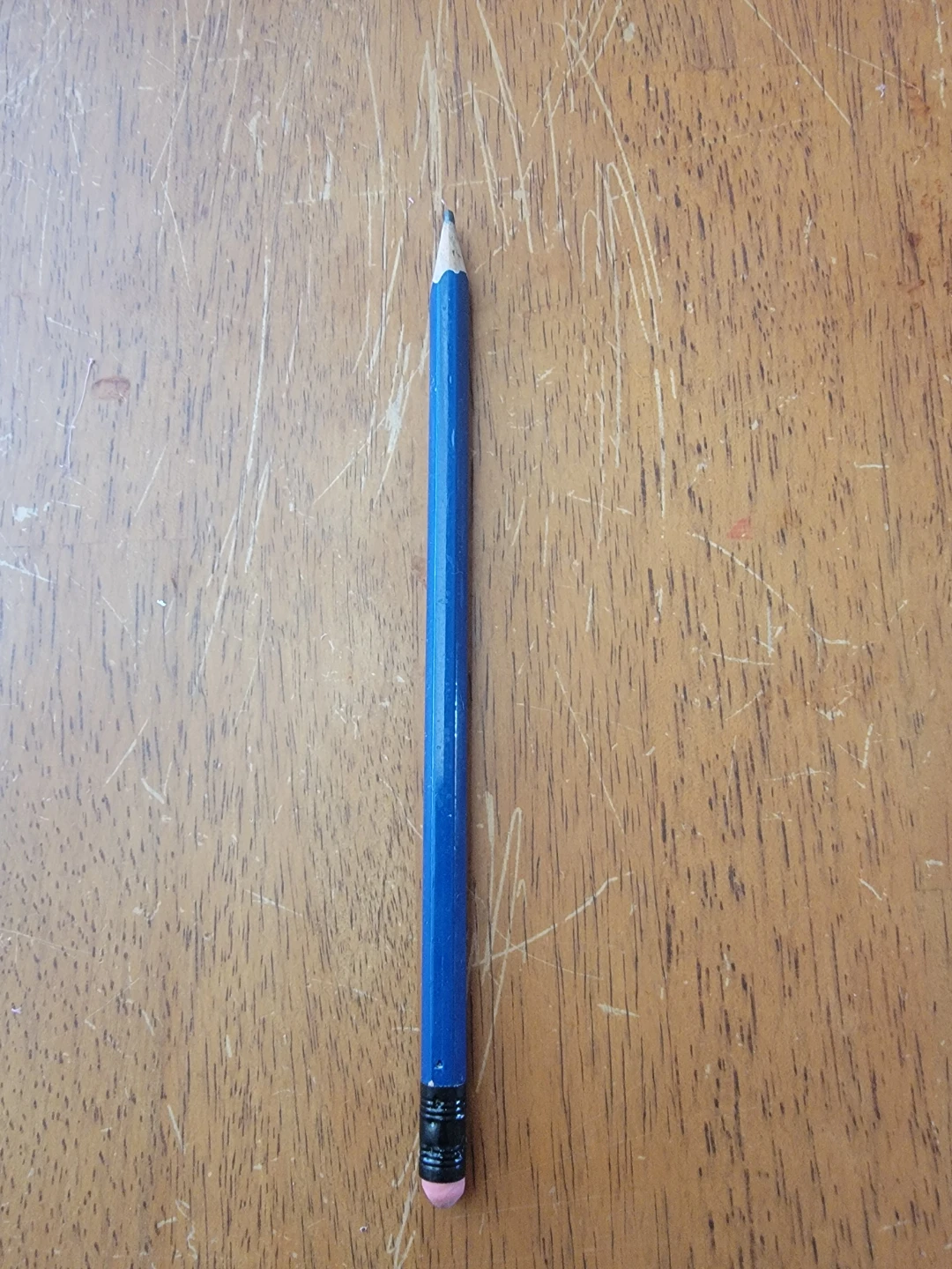 Blue wood pencil with eraser