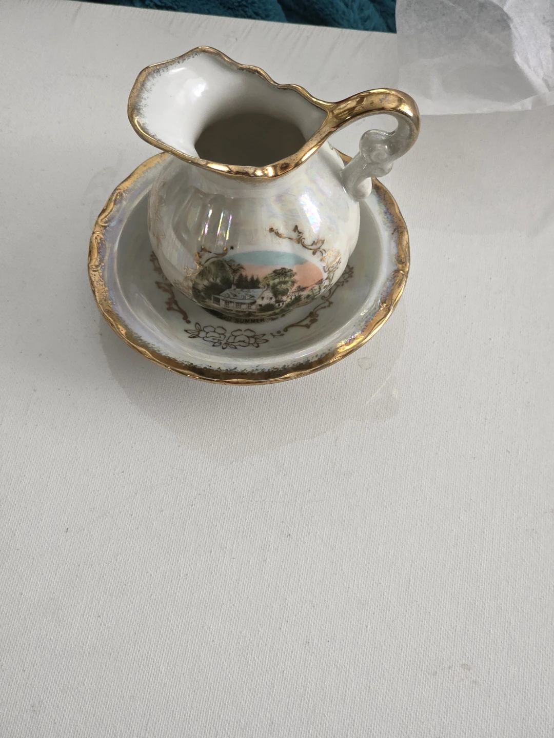 Small Decorative Pitcher and saucer - Made in Japan