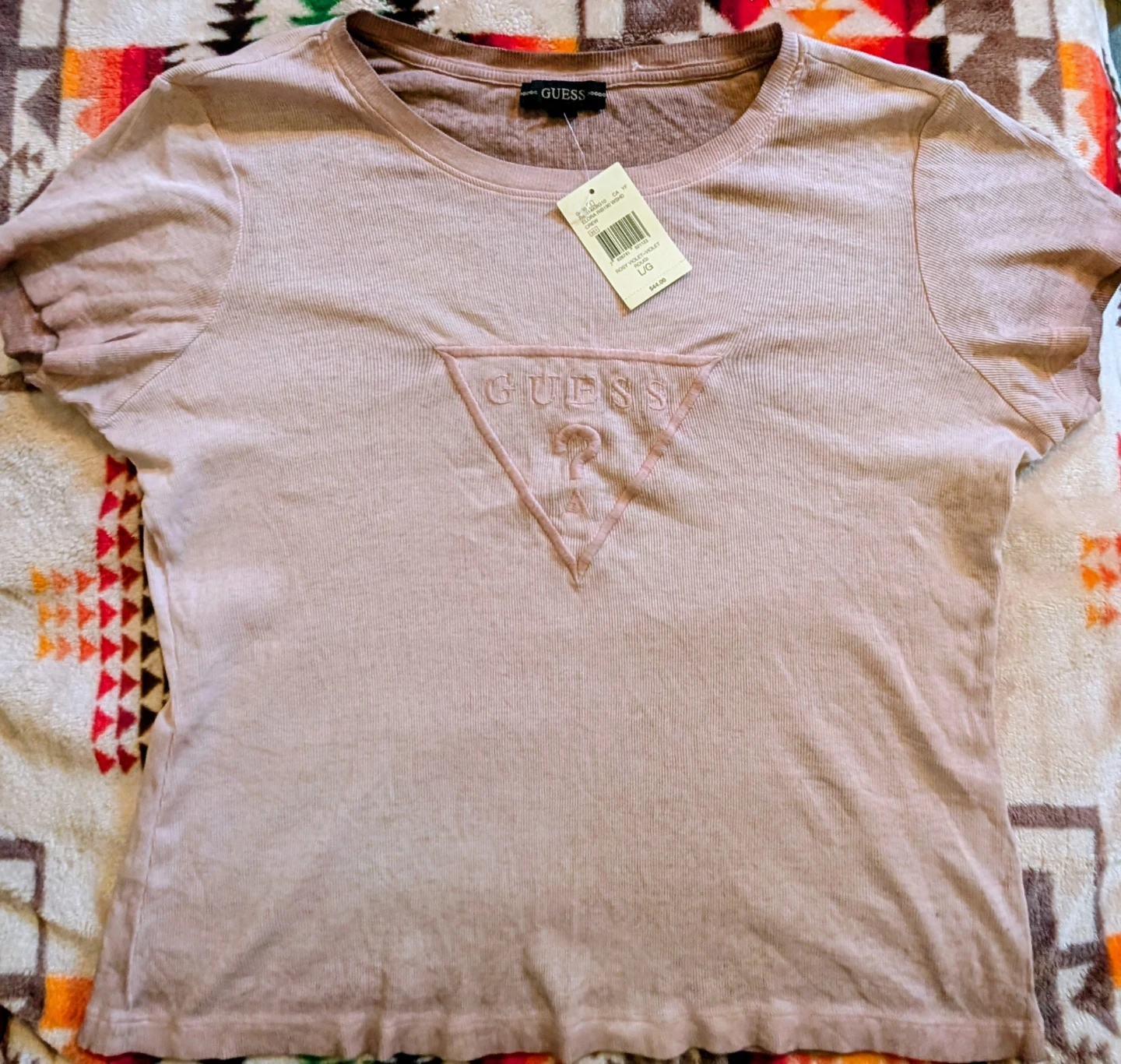 Guess Women's Ribbed T-Shirt - Rose Violet - Size L