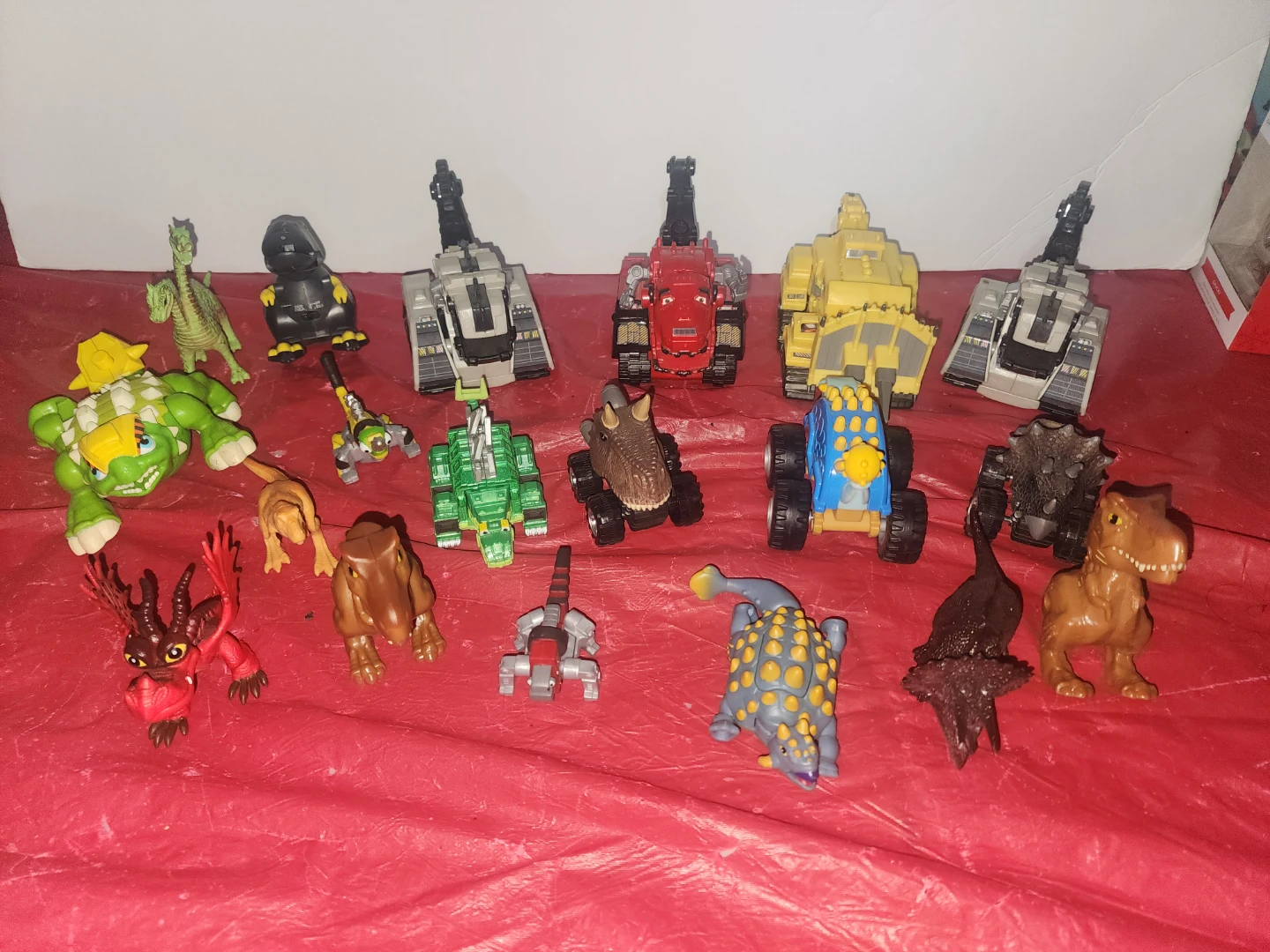 Lot of 12 Dinosaur and Construction Vehicle Toys