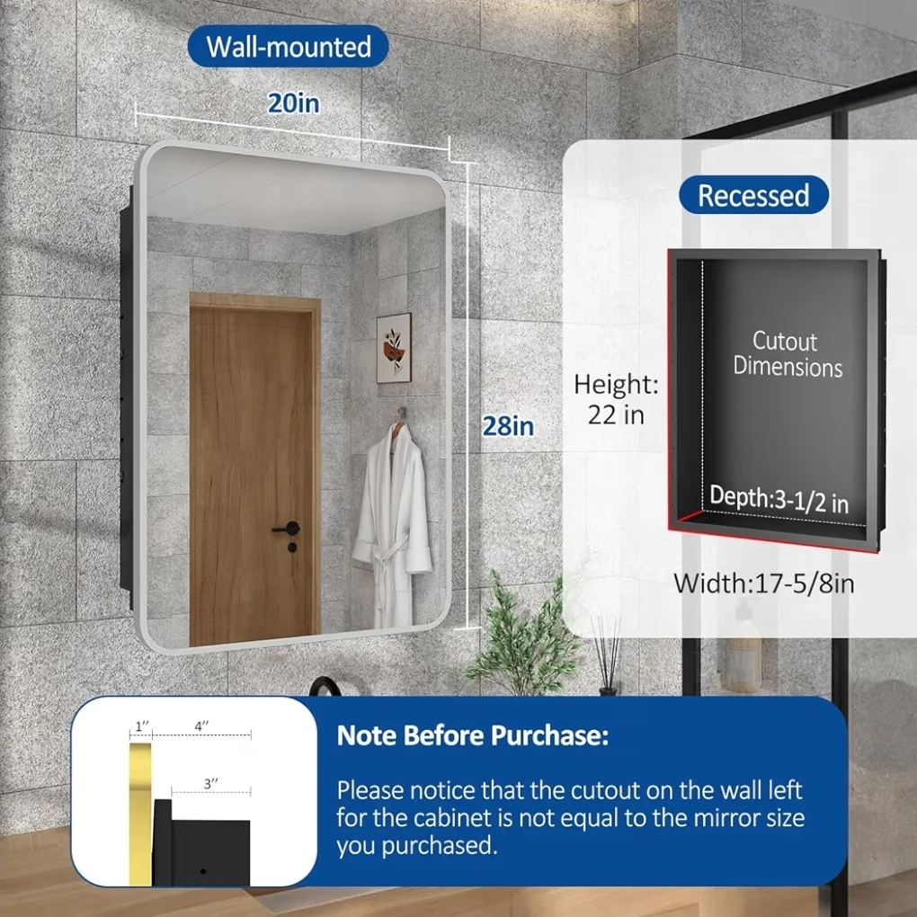 Wall Mount Medicine Cabinet with Mirror - photo 2