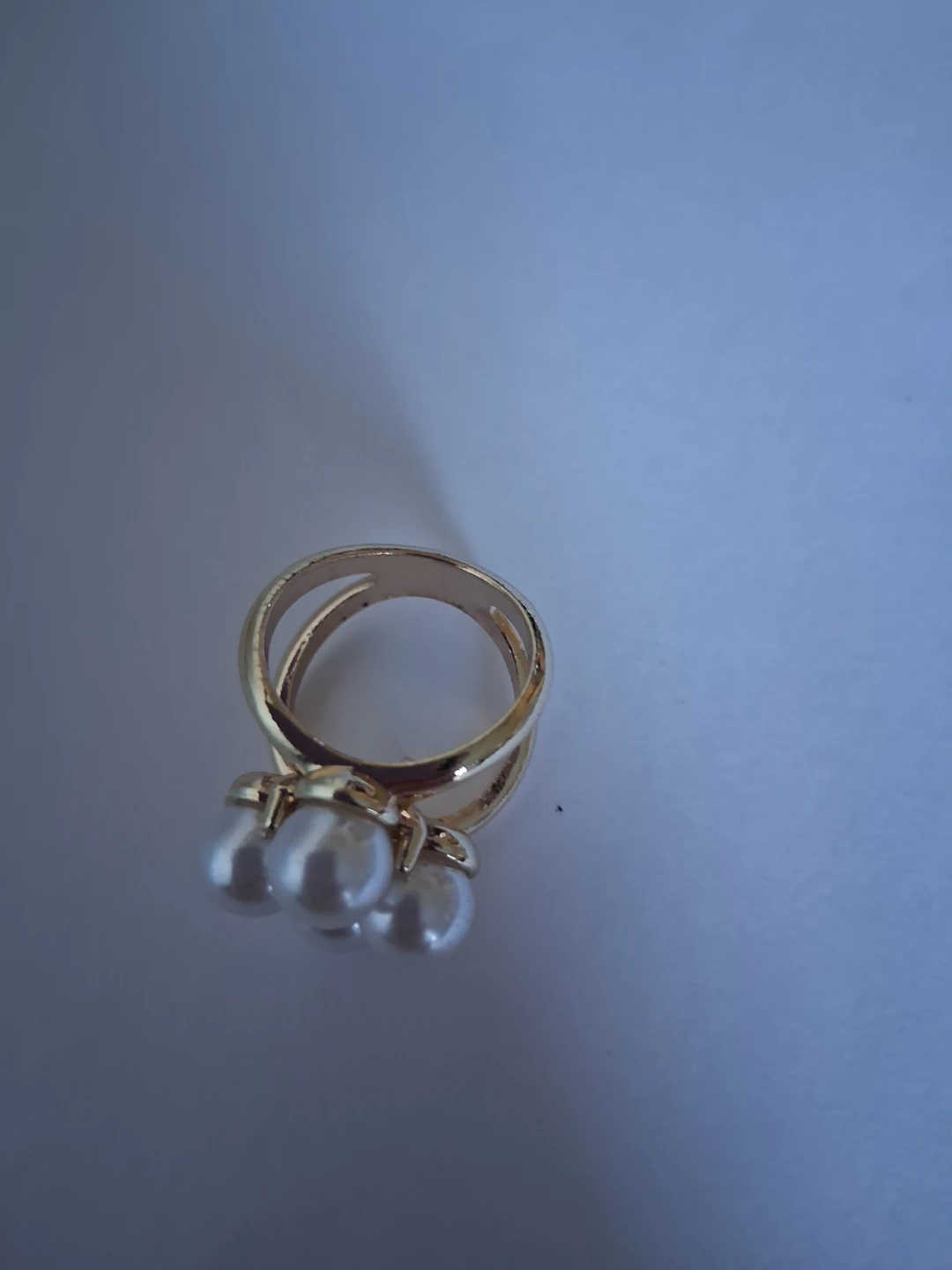 Scarf Ring -Gold-tone with pearls