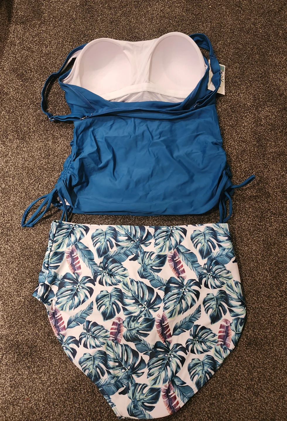 B2PRITY Women's Blue Tropical Print Tankini Swimsuit XL - photo 2