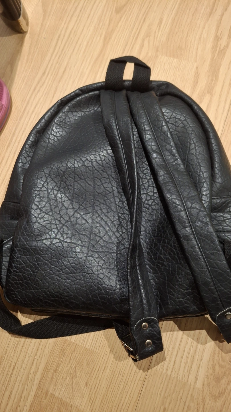 Black Faux Leather Mini Backpack with Eye Design - photo 5