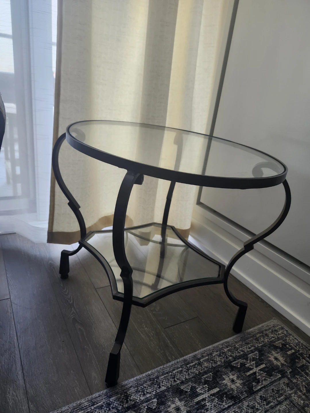 Glass Top Metal Coffee and Side Table