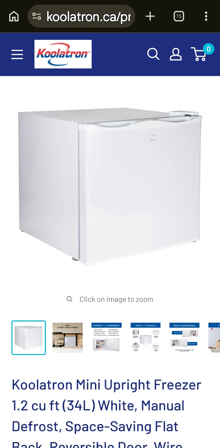 Koolatron Mini Upright Freezer 1.2 cu ft White