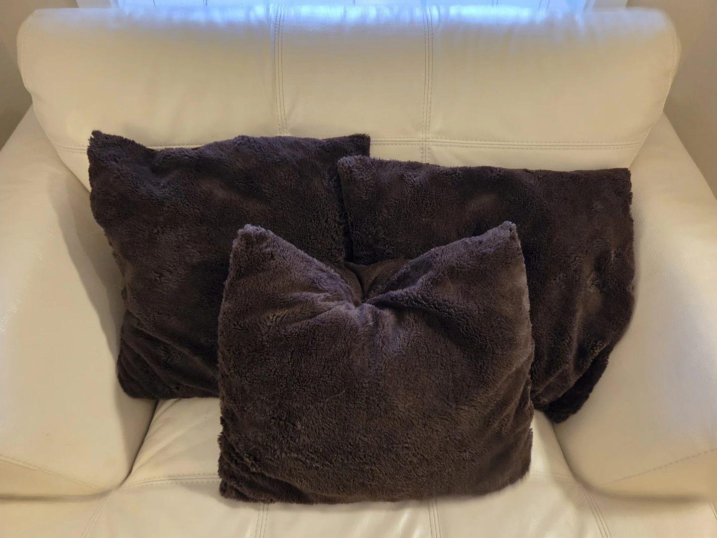 SET OF 3: Luxe Pier 1 Imports Faux Fur Pillows – Chocolate Brown