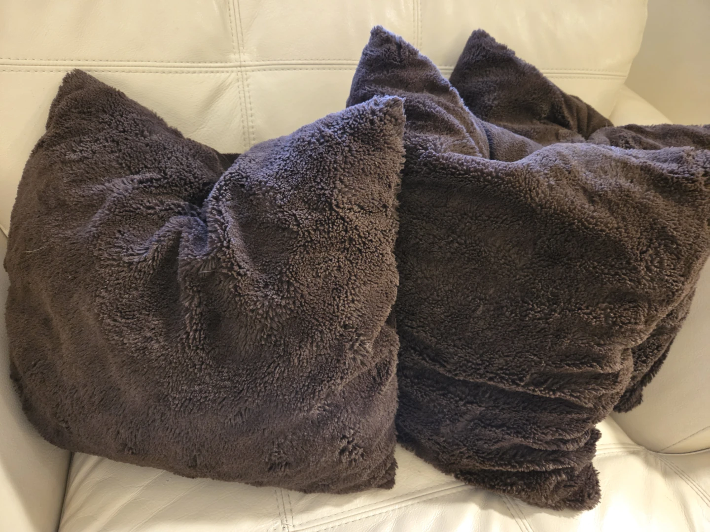 SET OF 3: Luxe Pier 1 Imports Faux Fur Pillows – Chocolate Brown - photo 3