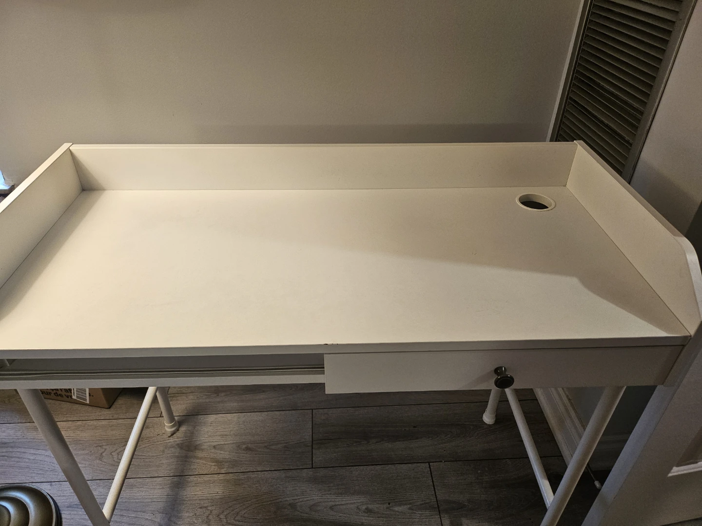 Ikea White Desk with Drawer and Cable Hole - photo 3