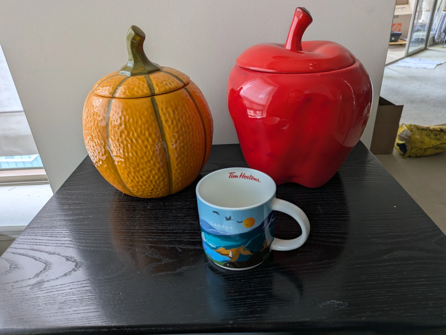 Ceramic Pumpkin and Apple Shaped Cookie Jars - photo 3