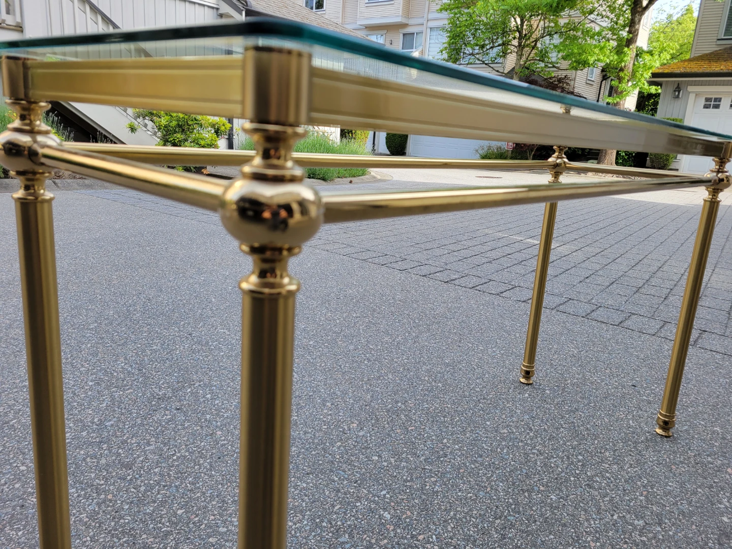 Vintage Hollywood Regency Brass and Glass Console Table - photo 4