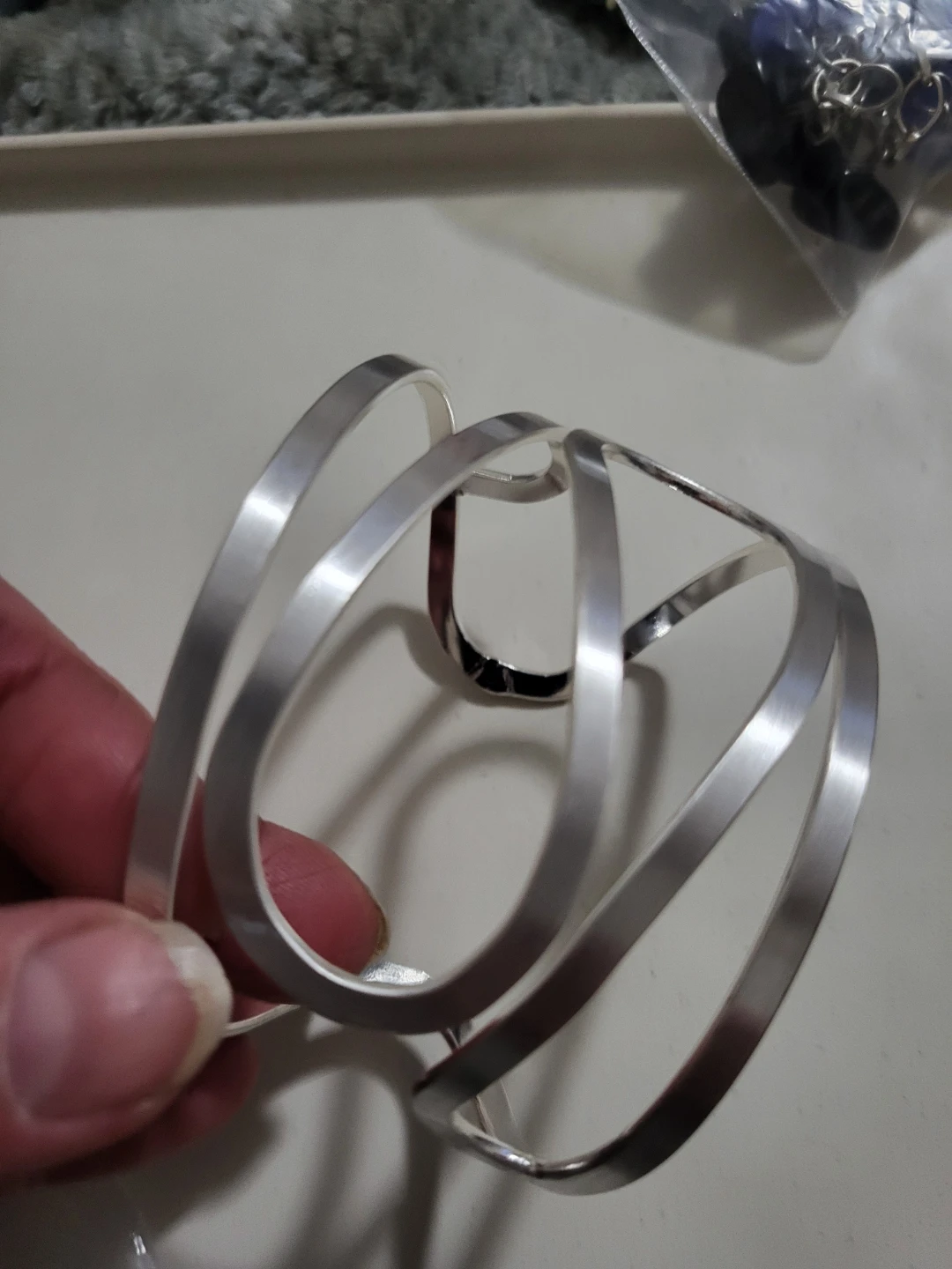 Silver Tone Abstract Cuff Bracelet - photo 4