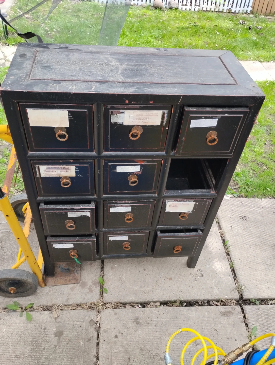 Vintage Black 12-Drawer Cabinet