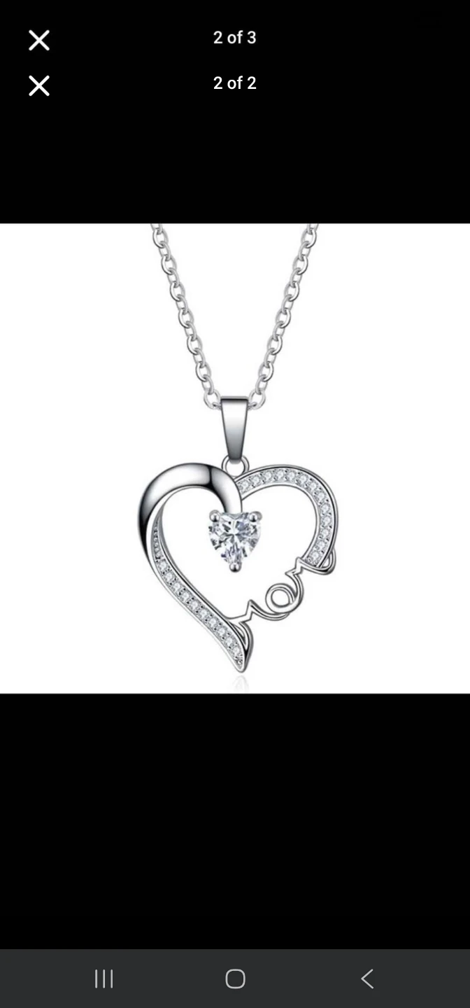 Heart Pendant Necklace with Clear Crystal - photo 2
