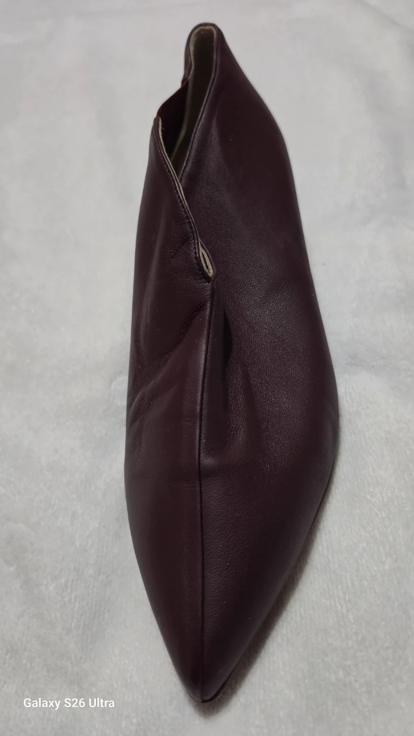 Women's Burgundy Leather Pointed Toe Kitten Heel Shoes - photo 4