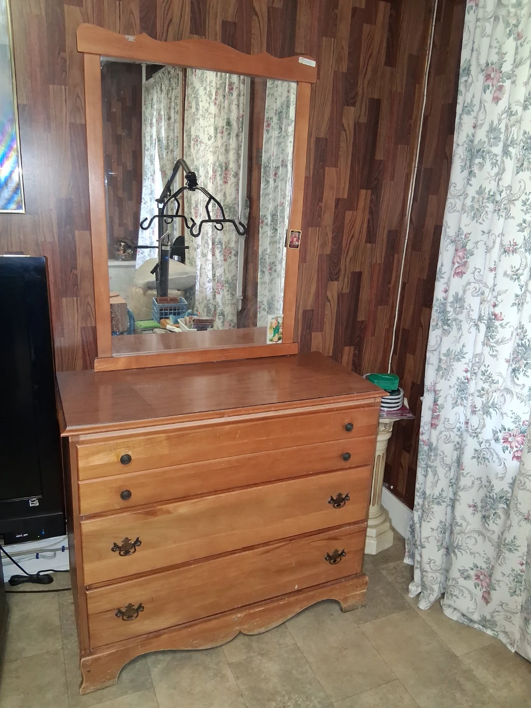 Wooden Dresser with Mirror