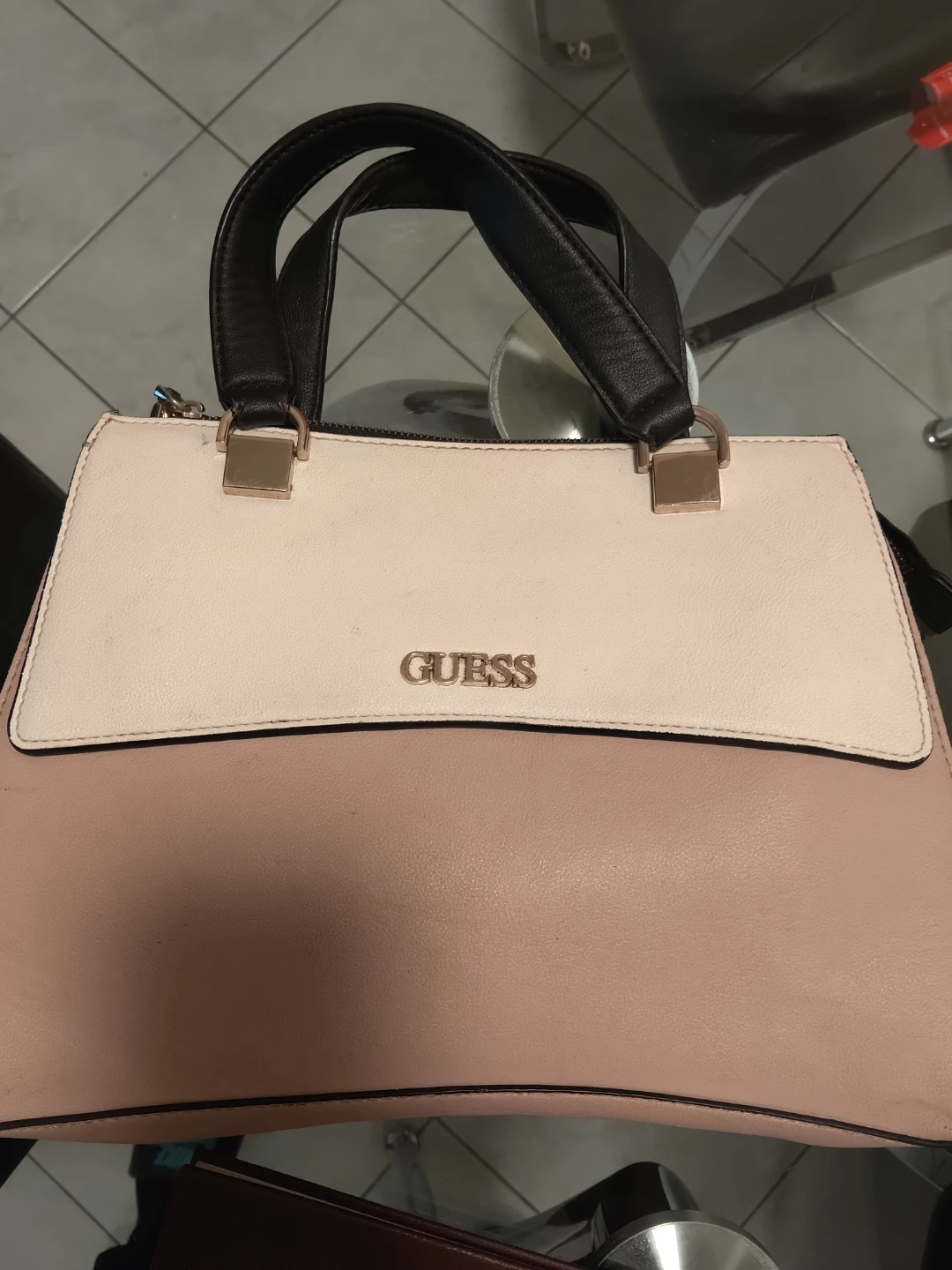 GUESS Satchel Handbag - Pink and White