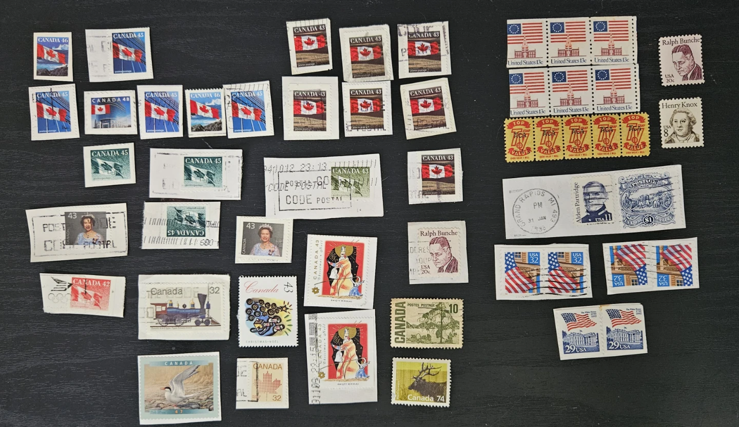 Collection of Canadian and US Postage Stamps