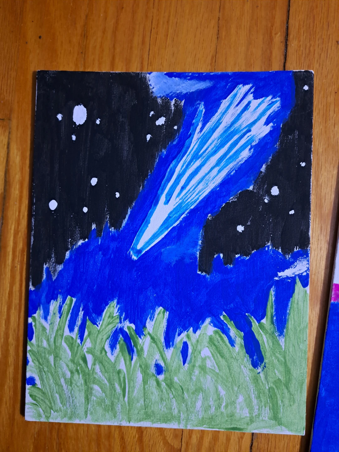 Original Acrylic Painting - Comet in the Night Sky