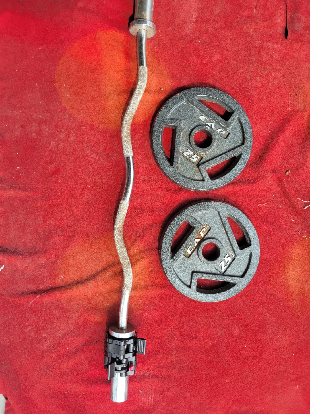 EZ-CURL BAR WITH LOCKJAW COLLARS AND  50LBs Lbs 2" HOLE