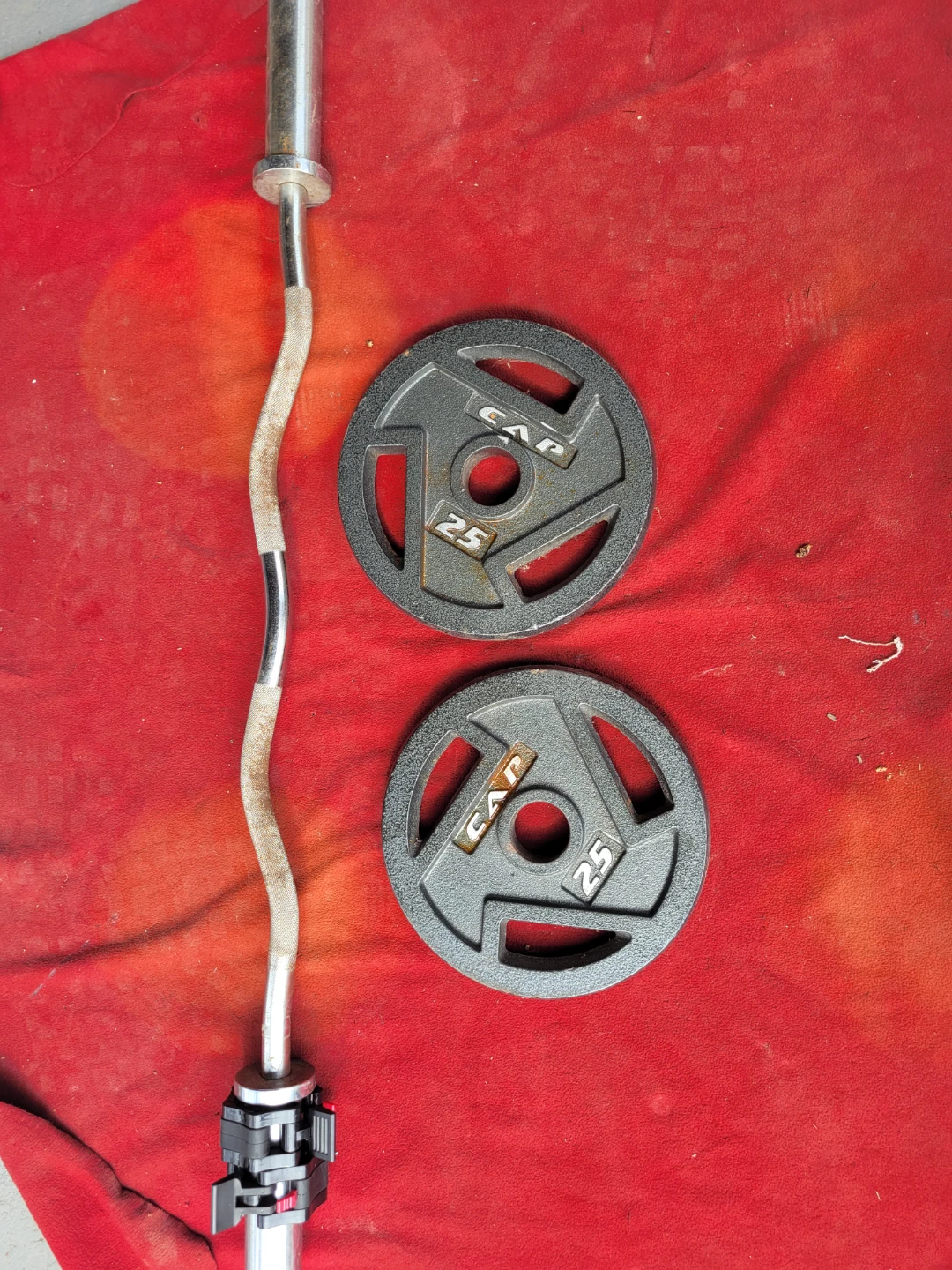 EZ-CURL BAR WITH LOCKJAW COLLARS AND  50LBs Lbs 2" HOLE - photo 2
