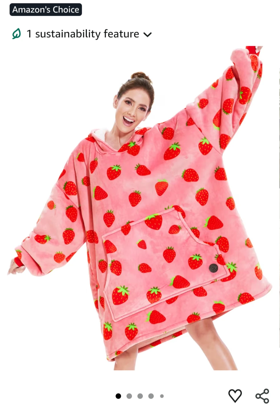 Strawberry Print Oversized Hooded Blanket