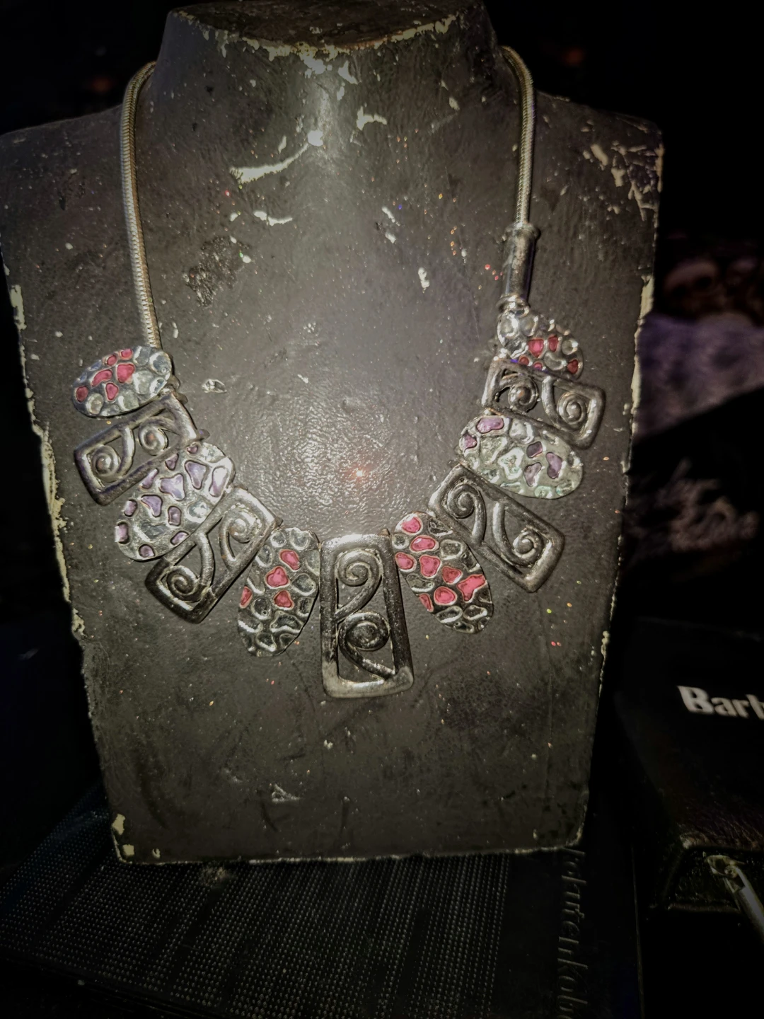 Statement Necklace with Red and Pink Accents