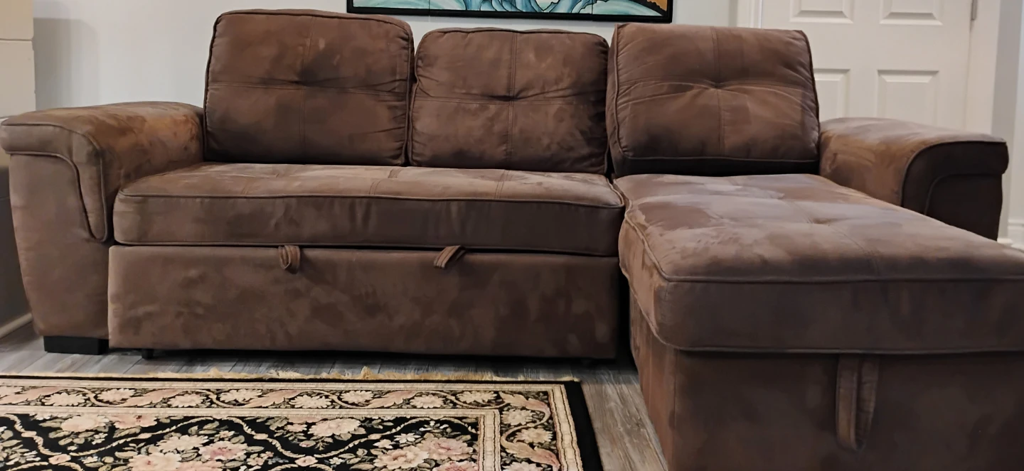 Brown Sectional Sofa with Pull-Out Bed