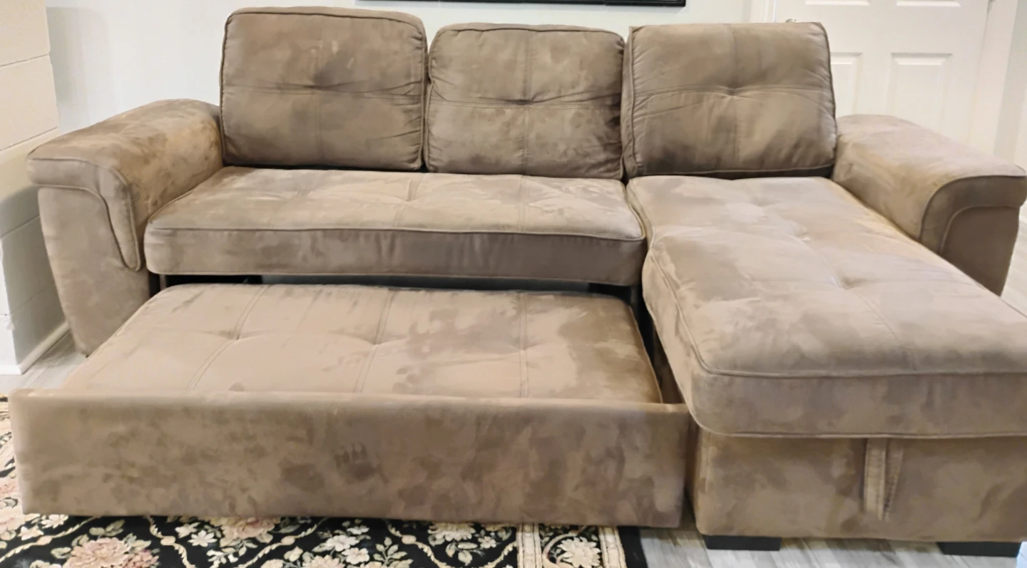 Brown Sectional Sofa with Pull-Out Bed - photo 4