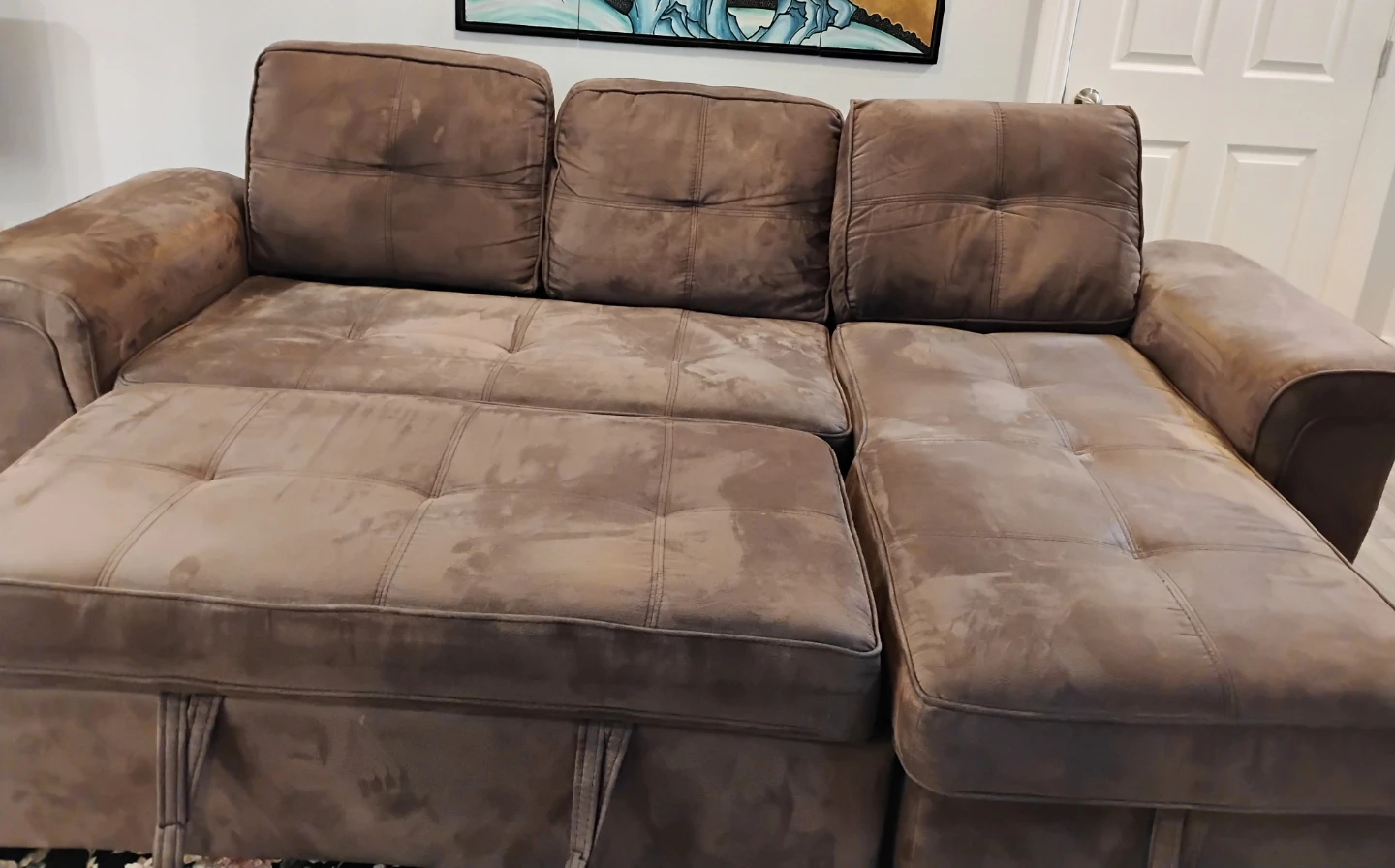 Brown Sectional Sofa with Pull-Out Bed - photo 5