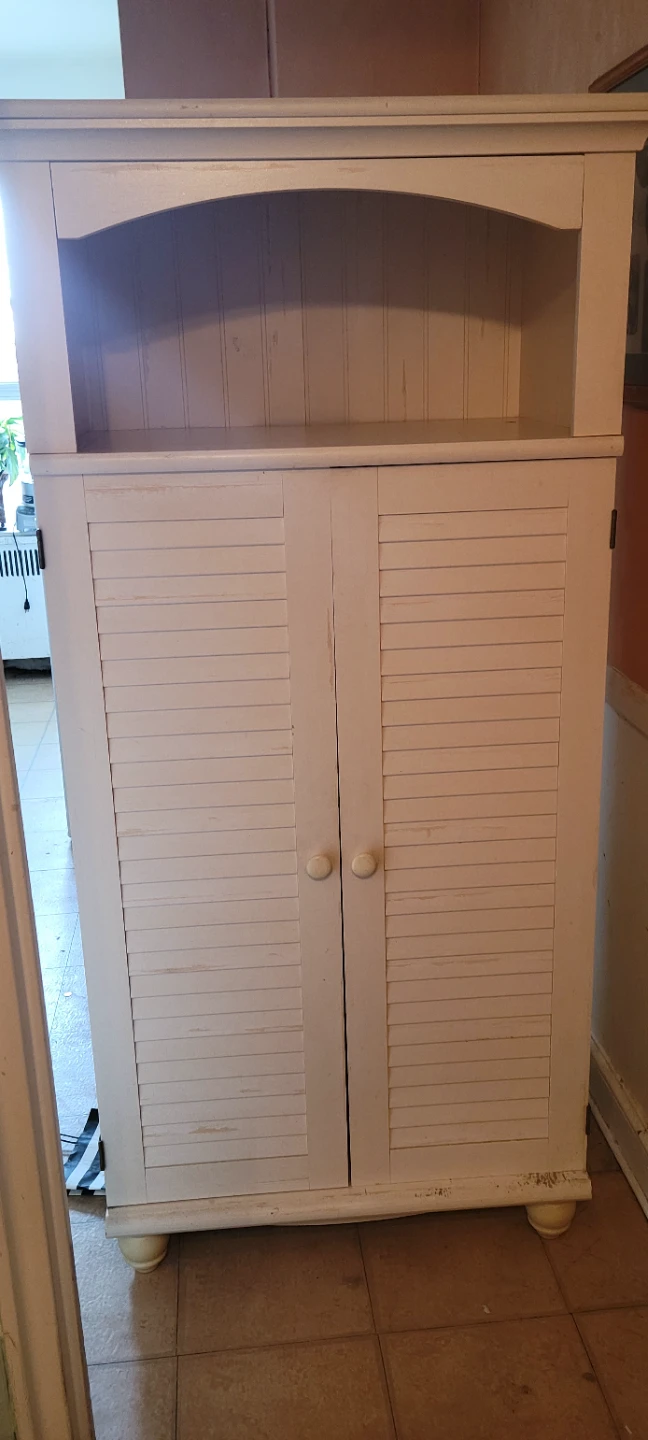 White Computer Armoire with Pull-Out Keyboard Tray