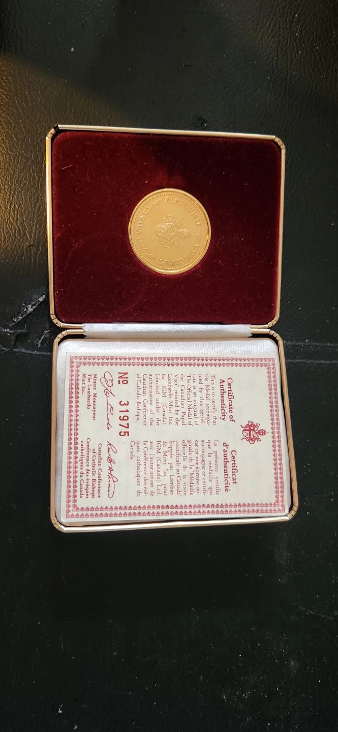 1984 Pope John Paul II Canada Visit Commemorative Medal w/ COA