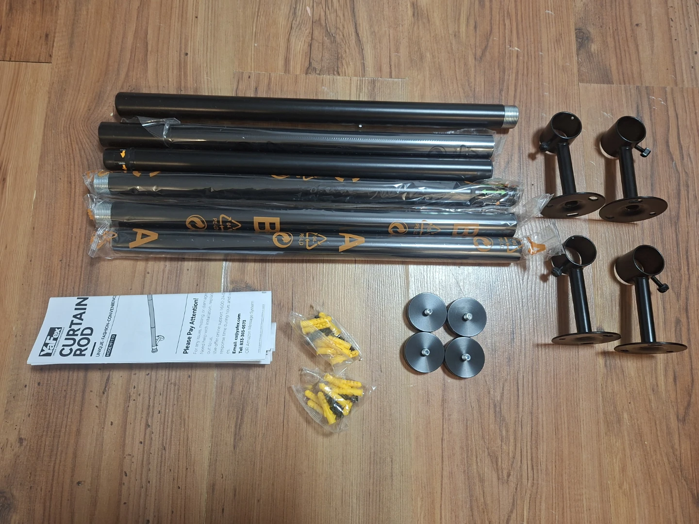 Black Metal Curtain Rod Set