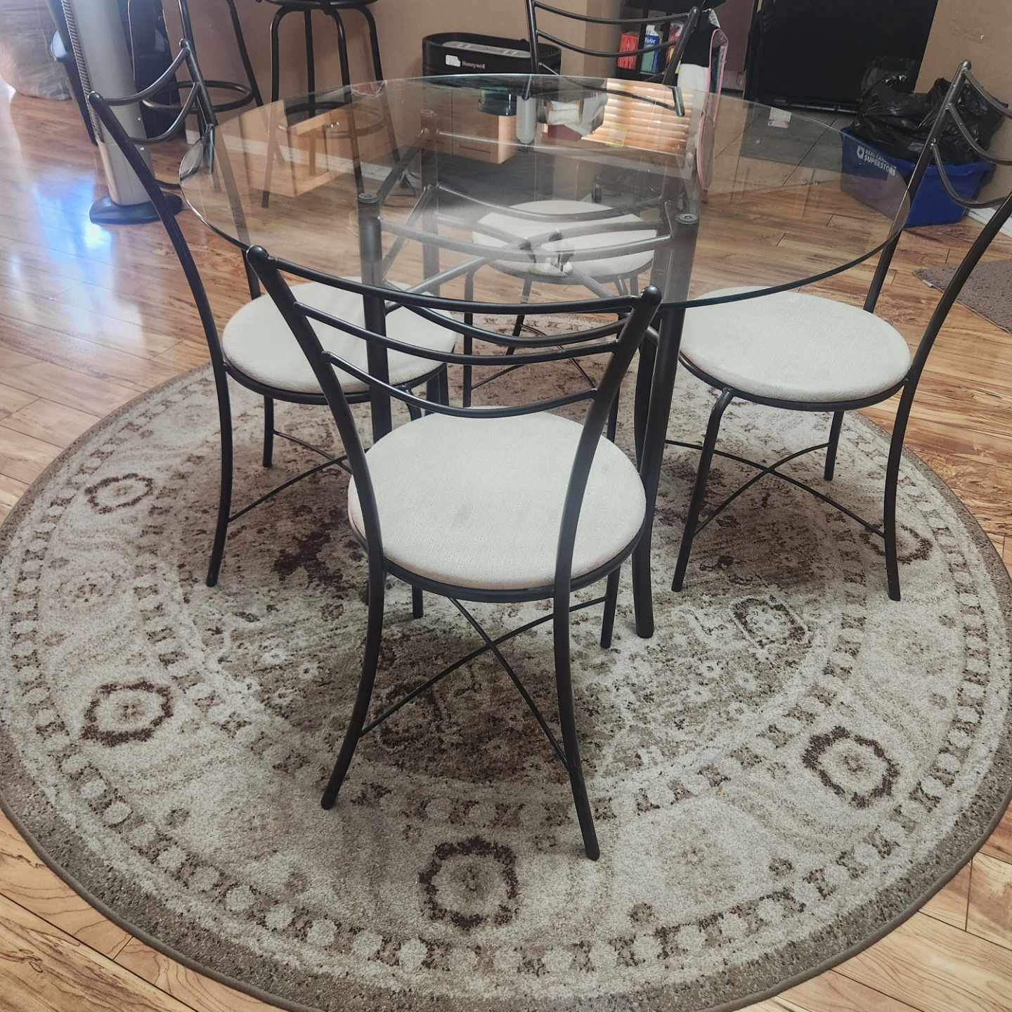 Glass Top Dining Set with 4 Chairs