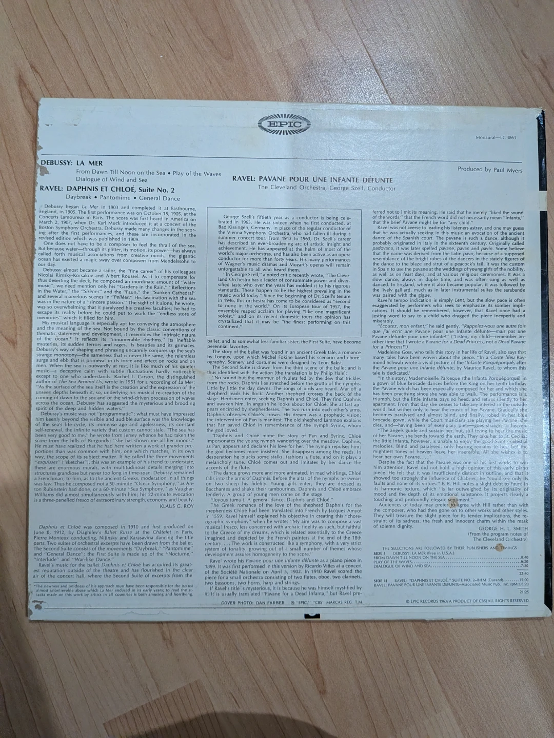 Debussy La Mer Ravel Daphnis vinyl record - photo 2