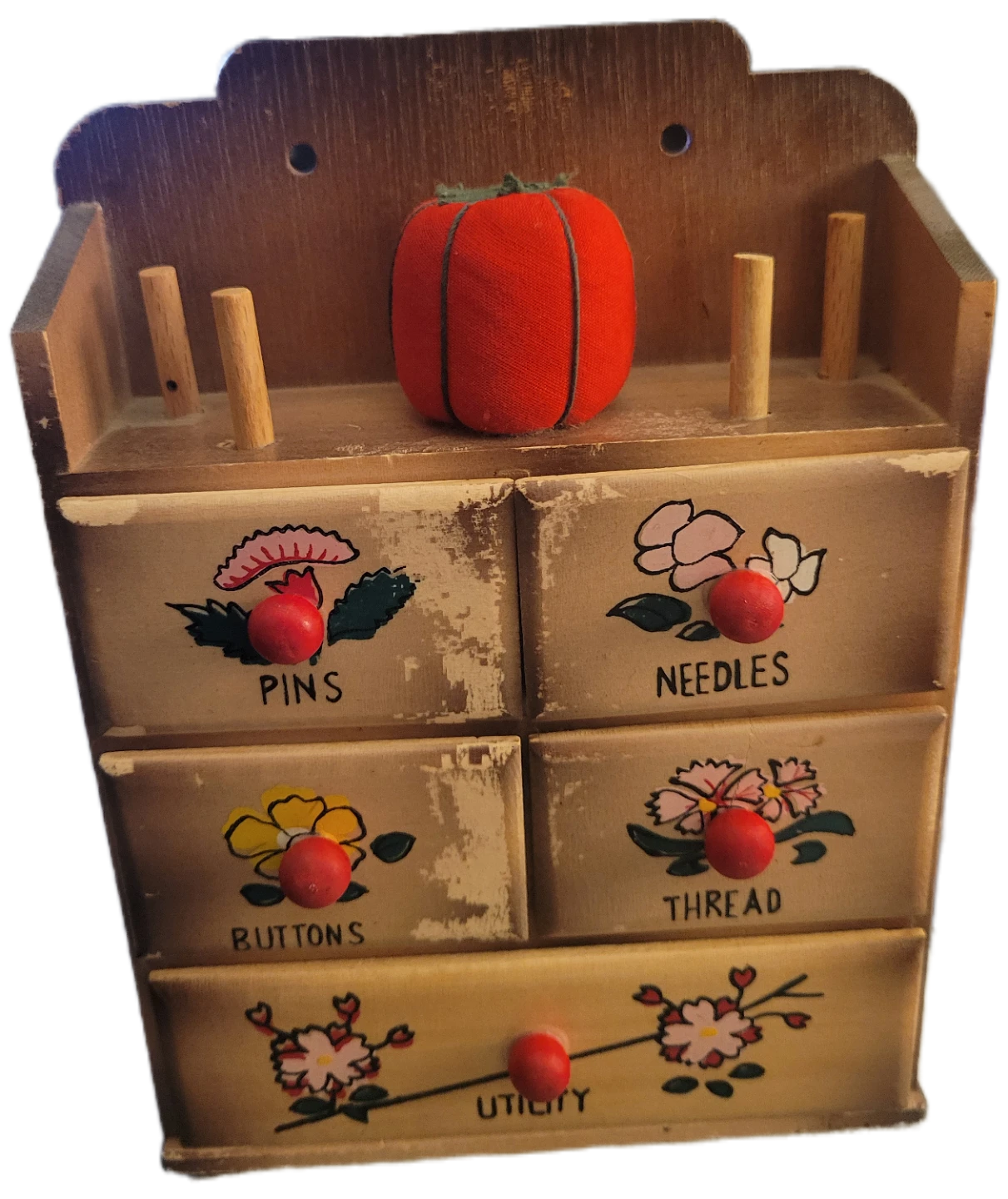 Vintage Sewing Notions Japanese Wall Cabinet