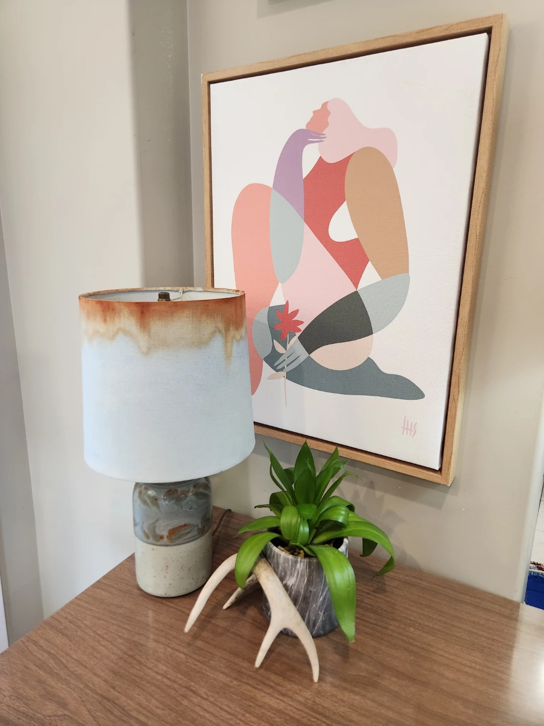 VINTAGE Ceramic Table Lamp with Ombre Shade