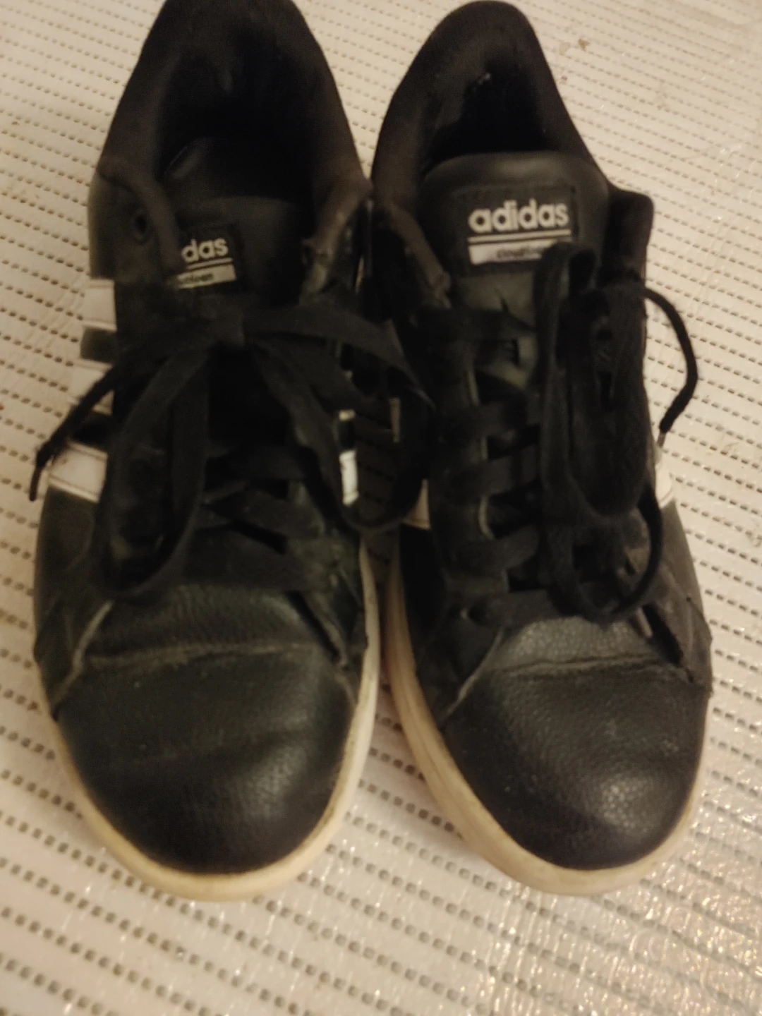 Adidas black and white sneakers size 7