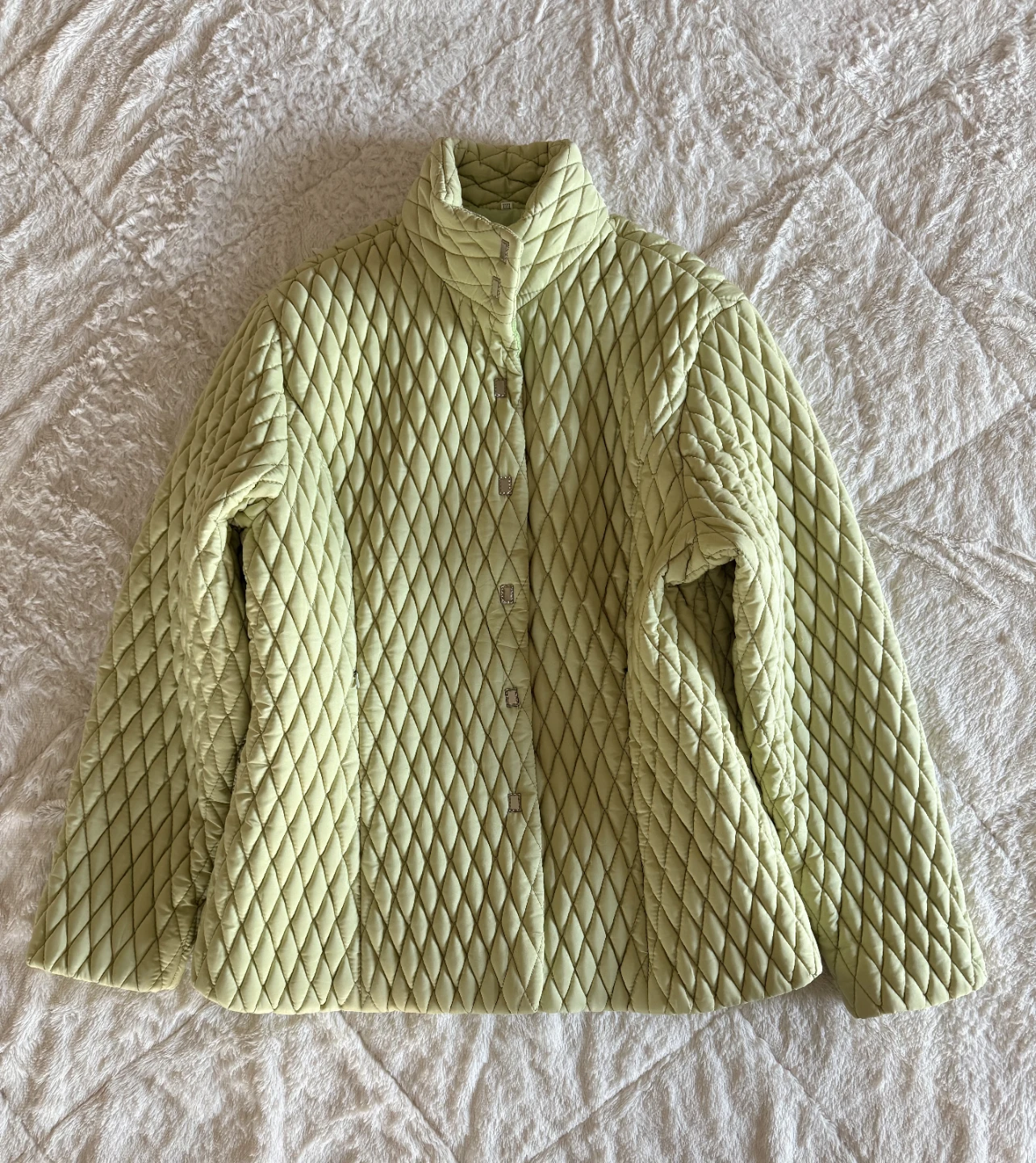 Light Green Quilted Button-Up Jacket