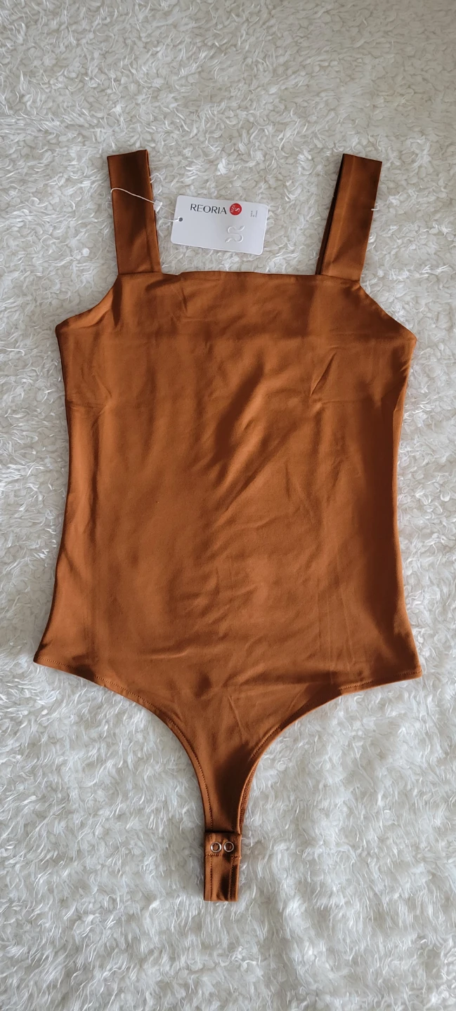 BNWT Brown Square Neck Tank Bodysuit - Size S - photo 2