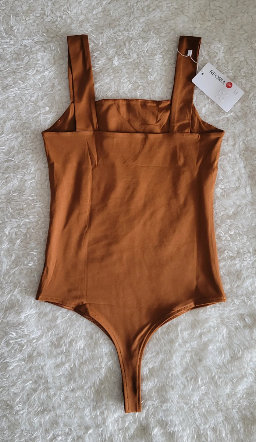 BNWT Brown Square Neck Tank Bodysuit - Size S - photo 4