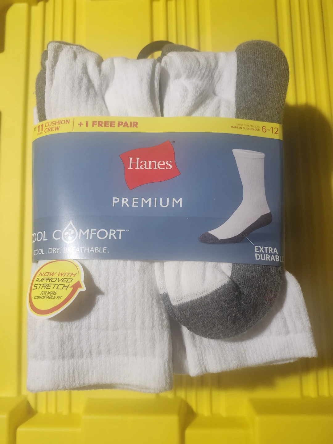 Hanes Premium Cool Comfort Crew Socks - 12 Pairs - Size 6-12