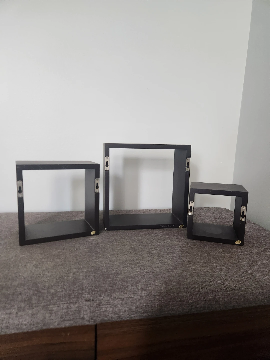 Set of 3 Black Cube Wall Shelves - photo 2