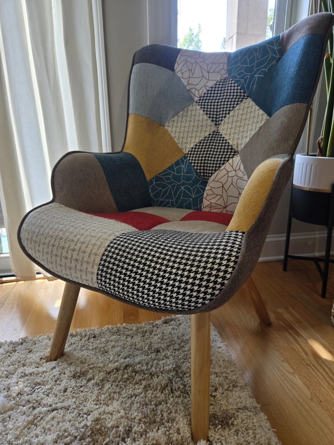 Patchwork Accent Chair with Ottoman - photo 4