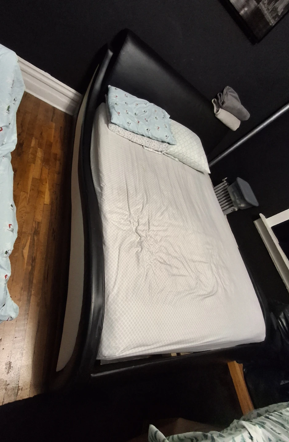 Black Faux Leather Upholstered Bed Frame - photo 2