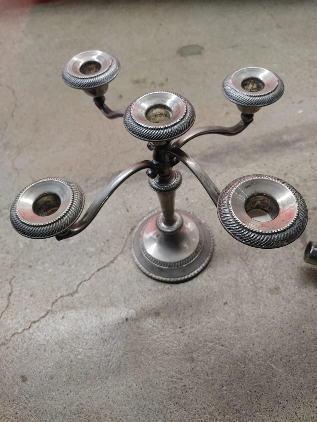 Silver Toned 5-Arm Candelabra