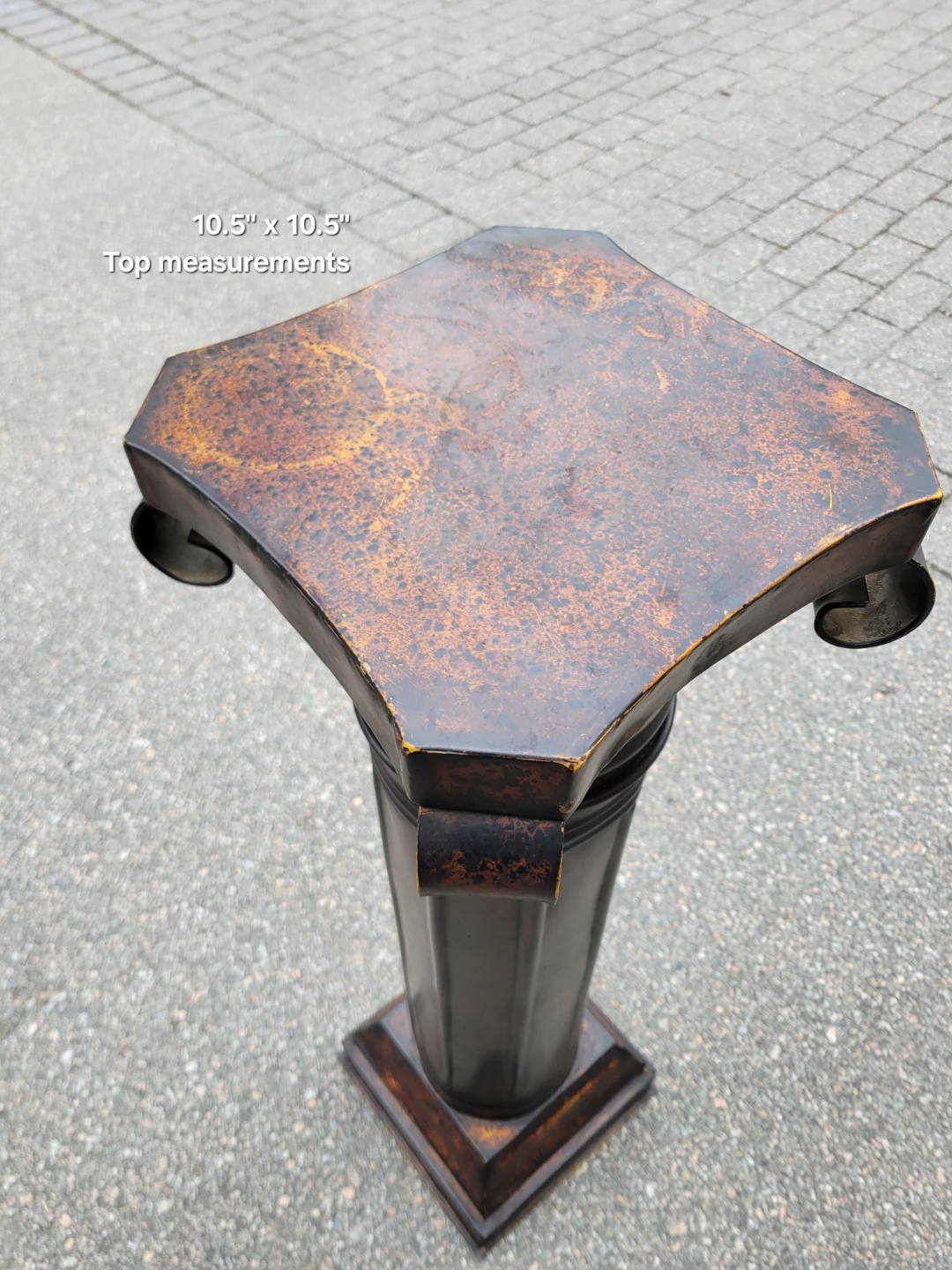 35" Vintage Neoclassical Metal Pedestal Stand / Plant Stand. - photo 5