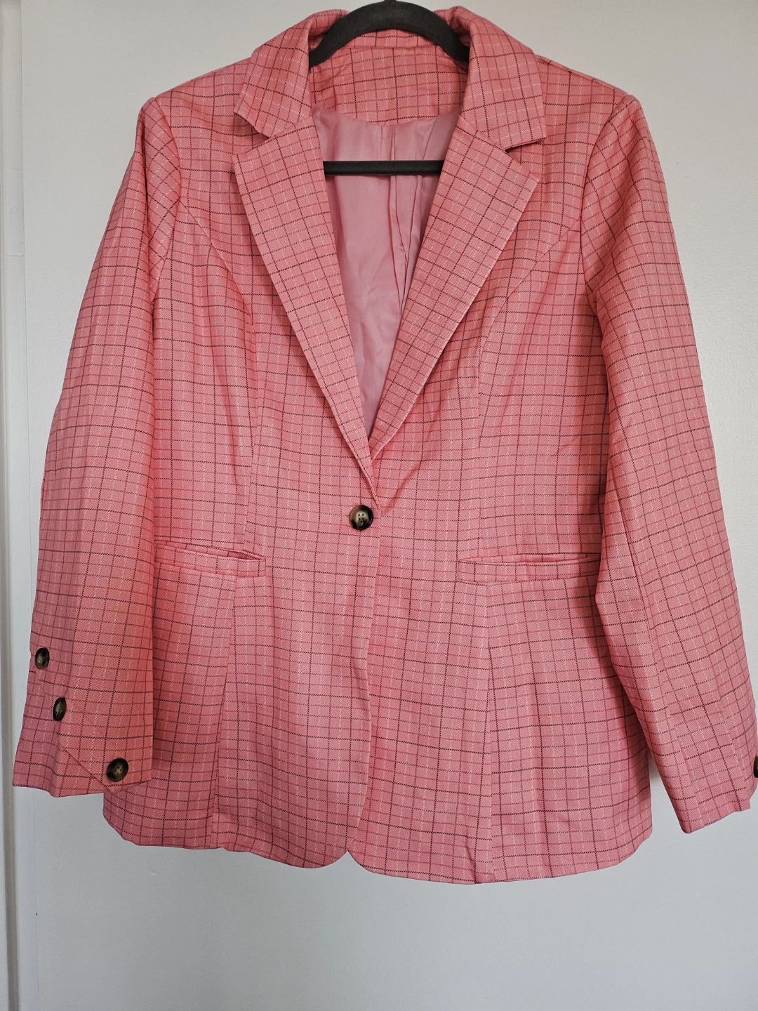 Pink Plaid Blazer